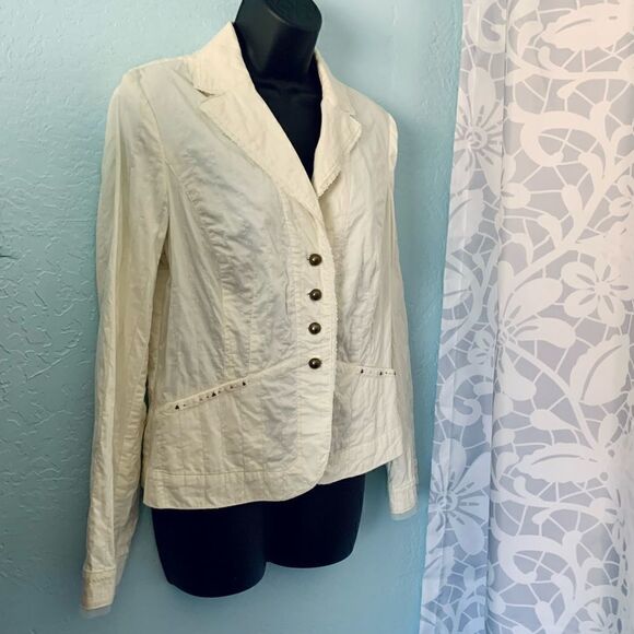 Bandolino Cream Cropped Blazer Jacket Size 10 - Picture 4 of 14